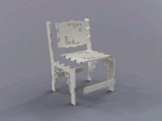Laser Cut 3D Puzzle Folding Chair DXF File