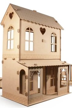 Laser Cut 3D Puzzle House with Porch CDR File