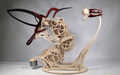 Laser Cut 3D Puzzle Hummingbird Wood Craft Model CDR Vectors File