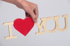 Laser Cut 3D Puzzle I Love You Letter Template Valentine’s Day Gift PDF File