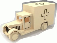 Laser Cut 3D Puzzle Medical Ambulance Vehicles CDR File