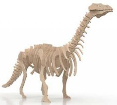 Laser Cut 3D Puzzle Wooden Brontosaurus Dinosaur Model Vector File