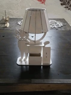 Laser Cut 3D Puzzle Wooden Cat Lamp, Animal Lamp DXF File