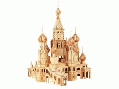 Laser Cut 3D Puzzle Wooden Church Building Model CDR Vectors File