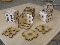 Laser Cut 3D Puzzle Wooden Dice CDR File