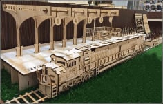 Laser Cut 3D Puzzle Wooden Model Building Railway Station DXF File