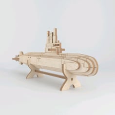 Laser Cut 3D Puzzle Wooden Submarine Model CDR File