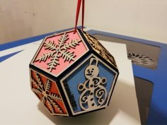 Laser Cut 3D Sphere Snowflake Christmas Gift Vector File