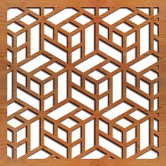 Laser Cut 3D Square Wooden Window Design Vector File
