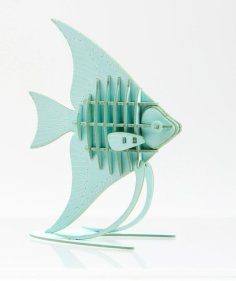 Laser Cut 3D Wood Puzzle Fish Model for Decortion PDF File