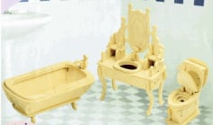 Laser Cut 3D Wooden Bathroom Set Sample CDR File