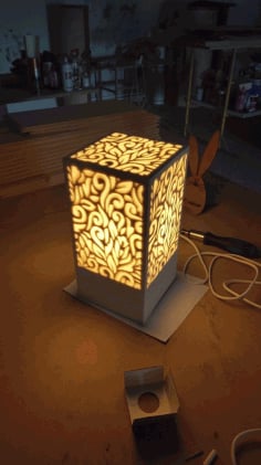 Laser Cut 3D Wooden Bedside Table Lamp CDR Vectors File
