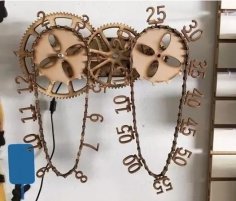 Laser Cut 3D Wooden Chain Wall Clock CDR File Download