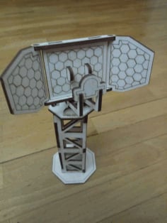 Laser Cut 3D Wooden Communication Tower CDR, DXF and PDF File