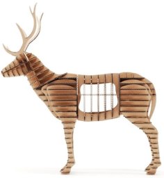 Laser Cut 3D Wooden Deer Puzzle Shelf Animal Storage Shelf Vector File