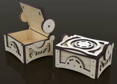 Laser Cut 3D Wooden Gear Small Gift Box Vector File