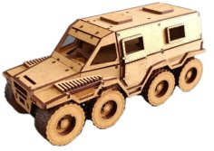 Laser Cut 3D Wooden Puzzle Armored Car Toy Model CDR File