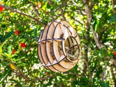 Laser Cut 3D Wooden Puzzle Bird House Nest Vector File