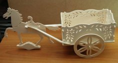 Laser Cut 3D Wooden Puzzle Cart with Horse 4mm and 100mm Plywood PDF CNC Cutting File