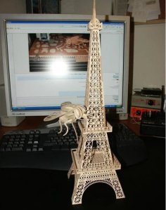Laser Cut 3D Wooden Puzzle Eiffel Tower Vector File