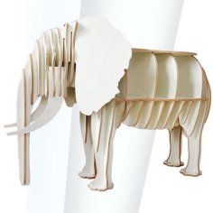 Laser Cut 3D Wooden Puzzle Elephant Shelf CDR File