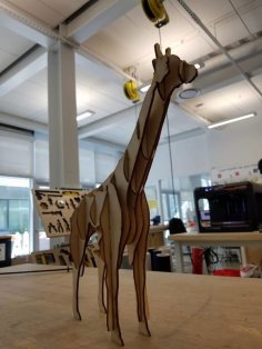Laser Cut 3D Wooden Puzzle Giraffe Model Template Vector File