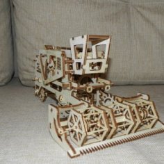 Laser Cut 3D Wooden Puzzle Harvester Machine Model DXF File