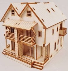 Laser Cut 3D Wooden Puzzle House Model Architecture 3D Building Design CDR File