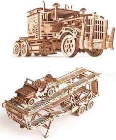 Laser Cut 3D Wooden Puzzle Loader Truck Toy Model Vector File