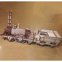 Laser Cut 3D Wooden Puzzle Locomotive Puzzle Wooden Train DXF File