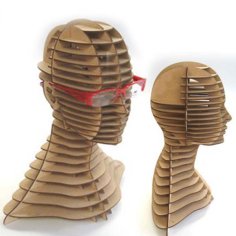 Laser Cut 3D Wooden Puzzle Man Head Model CDR and DXF File