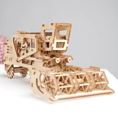 Laser Cut 3D Wooden Puzzle Mechanical Harvester Machine for Gift Toy PDF File
