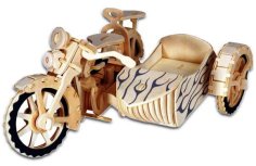 Laser Cut 3D Wooden Puzzle Motorcycle Model with Engraving Decoration Vector File