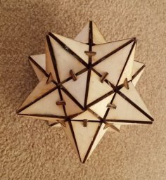 Laser Cut 3D Wooden Puzzle Plywood Dodecahedron Pattern CDR File