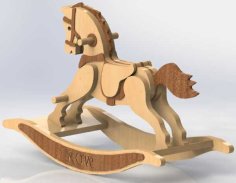 Laser Cut 3D Wooden Puzzle Rocking Horse Vector File
