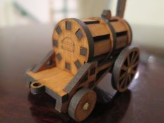 Laser Cut 3D Wooden Puzzle Steam Locomotive Model CDR File
