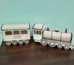 Laser Cut 3D Wooden Puzzle Train Model Locomotive 3D Puzzle Vector File