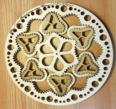 Laser Cut 3D Wooden Puzzle Triangular Planetary Gears Punk Vector File