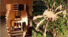 Laser Cut 3D Wooden Spider and Stool CDR File