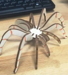 Laser Cut 3D Wooden Spider Toy Model CDR File