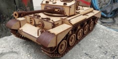 Laser Cut 3D Wooden Tank Model DXF File