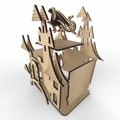 Laser Cut 3D Wooden Tea Castle Building Model CDR File