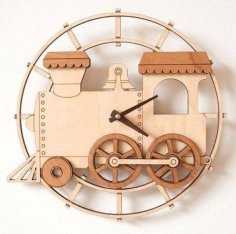 Laser Cut 3D Wooden Train Wall Clock Model Vector File