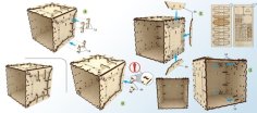 Laser Cut 3D Wooden Treasure Box CDR File