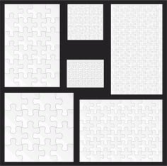 Laser Cut 6 Core Puzzles Pattern CDR and PDF Vector File