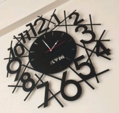 Laser Cut Abstract Design Wooden wall Clock DXF File