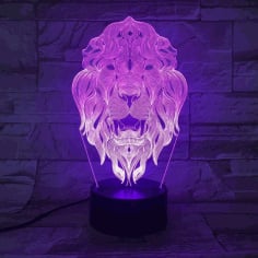 Laser Cut Acrylic 3D Lion Animal Night Light Lamp CDR File