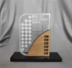 Laser Cut Acrylic and Wood Best Achievement Trophy CDR and DXF File