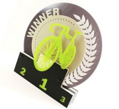 Laser Cut Acrylic Cycling Winner Trophy Free CDR Vector File