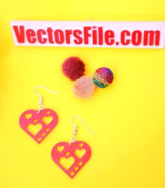 Laser Cut Acrylic Earring Design Heart Shape Earring Acrylic Jewelry Template CDR and DXF File